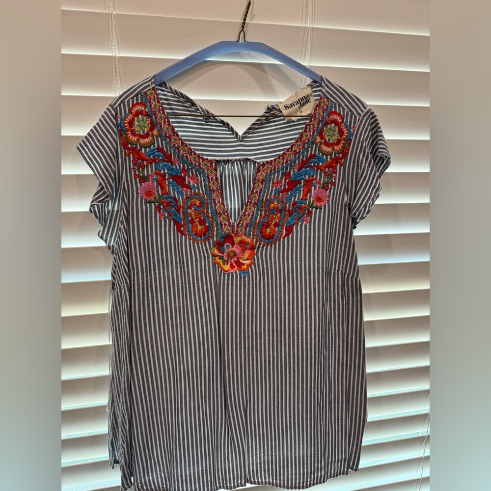 stripped floral blouse